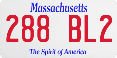 MA license plate 288BL2
