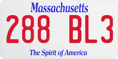 MA license plate 288BL3