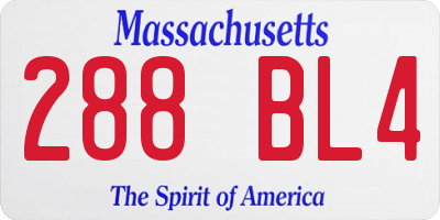 MA license plate 288BL4