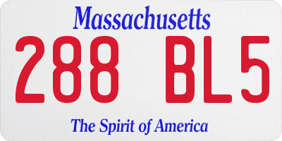 MA license plate 288BL5