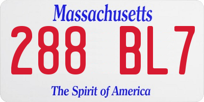 MA license plate 288BL7