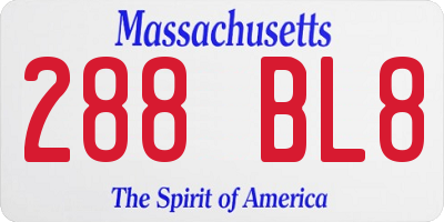 MA license plate 288BL8