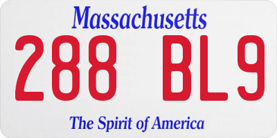 MA license plate 288BL9