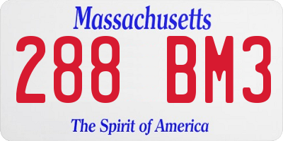 MA license plate 288BM3