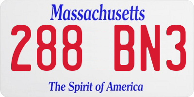 MA license plate 288BN3