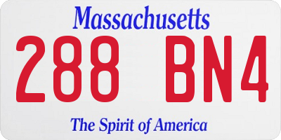 MA license plate 288BN4