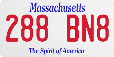 MA license plate 288BN8
