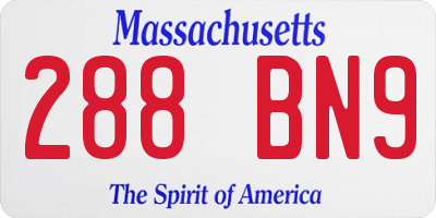 MA license plate 288BN9