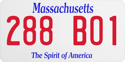 MA license plate 288BO1