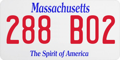 MA license plate 288BO2