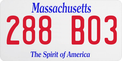 MA license plate 288BO3