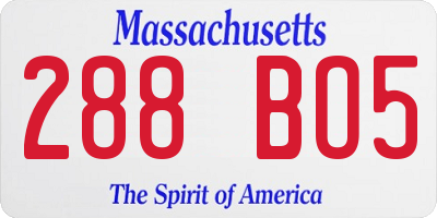 MA license plate 288BO5