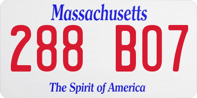 MA license plate 288BO7