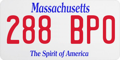 MA license plate 288BP0