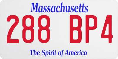 MA license plate 288BP4