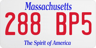 MA license plate 288BP5