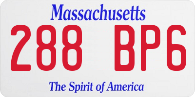 MA license plate 288BP6