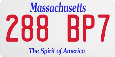 MA license plate 288BP7
