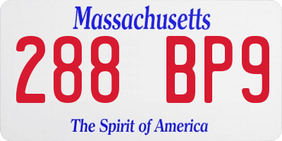 MA license plate 288BP9