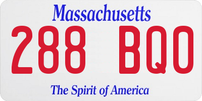 MA license plate 288BQ0