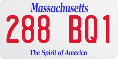 MA license plate 288BQ1