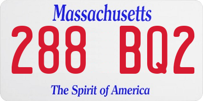 MA license plate 288BQ2
