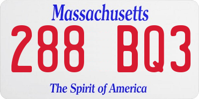MA license plate 288BQ3