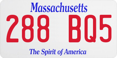 MA license plate 288BQ5