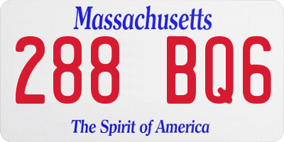 MA license plate 288BQ6