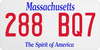 MA license plate 288BQ7