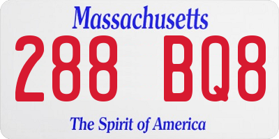 MA license plate 288BQ8