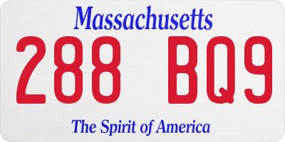 MA license plate 288BQ9