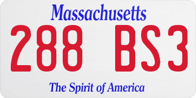 MA license plate 288BS3