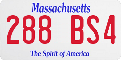MA license plate 288BS4
