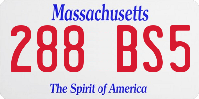 MA license plate 288BS5