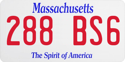 MA license plate 288BS6