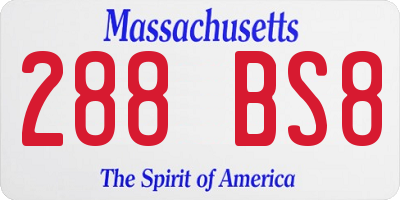 MA license plate 288BS8