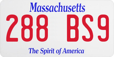 MA license plate 288BS9