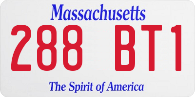 MA license plate 288BT1