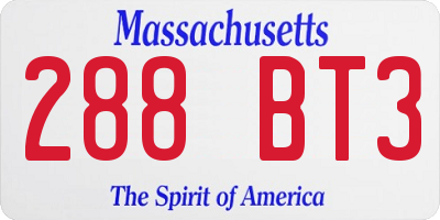 MA license plate 288BT3