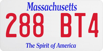 MA license plate 288BT4