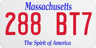 MA license plate 288BT7