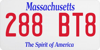 MA license plate 288BT8