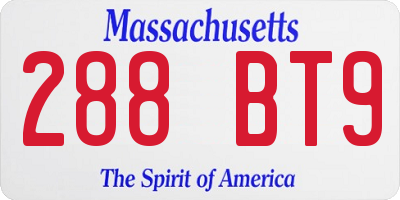 MA license plate 288BT9