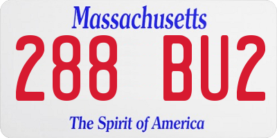 MA license plate 288BU2