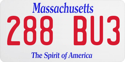 MA license plate 288BU3
