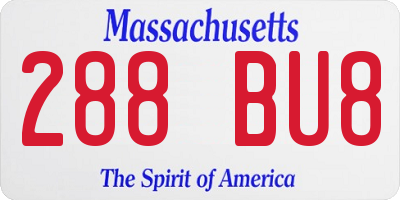 MA license plate 288BU8