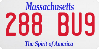 MA license plate 288BU9