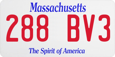 MA license plate 288BV3