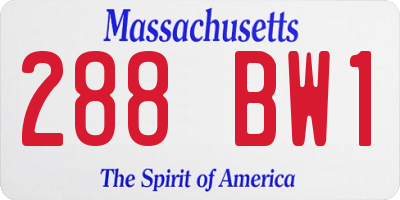 MA license plate 288BW1